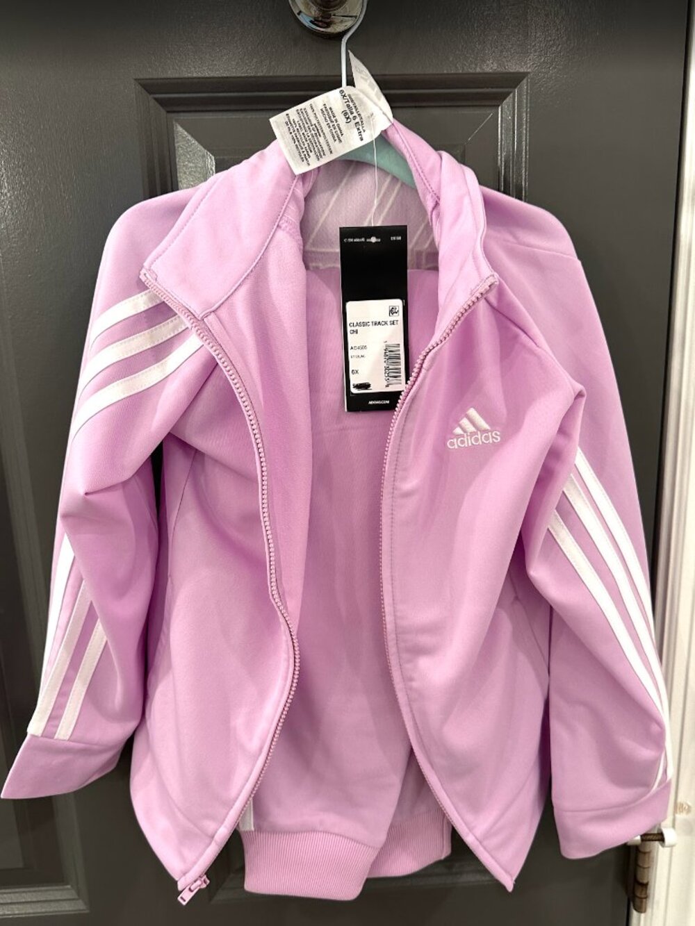 NWT Kids Adidas Classic Track Suit Set Lilac Purple Pink Size 6X